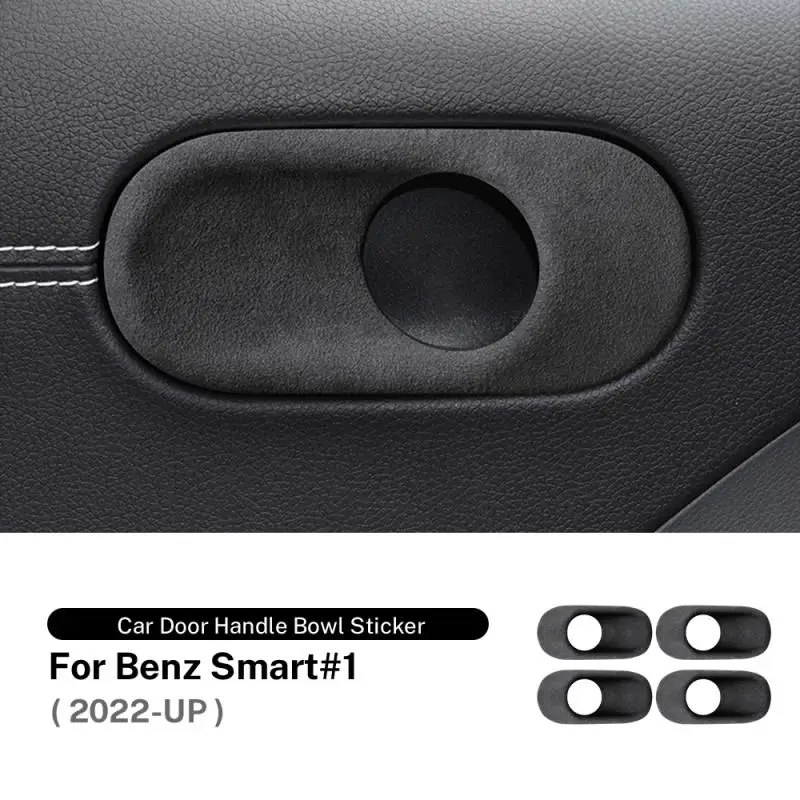 Italy Super Suede for Mercedes Benz Smart Fortwo 1 Brabus 1 Benz Smart 2022 2023 Car Door inner Handle Bowl Trim Cover Turn Fur