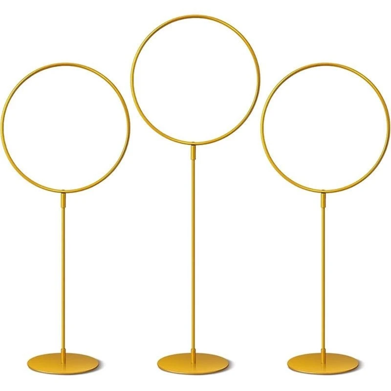 

Round Metal Wreath Rings with Stands Iron Flower Rings Wedding Centerpieces for Flower Garlands and Elegant Table Decors 15UB