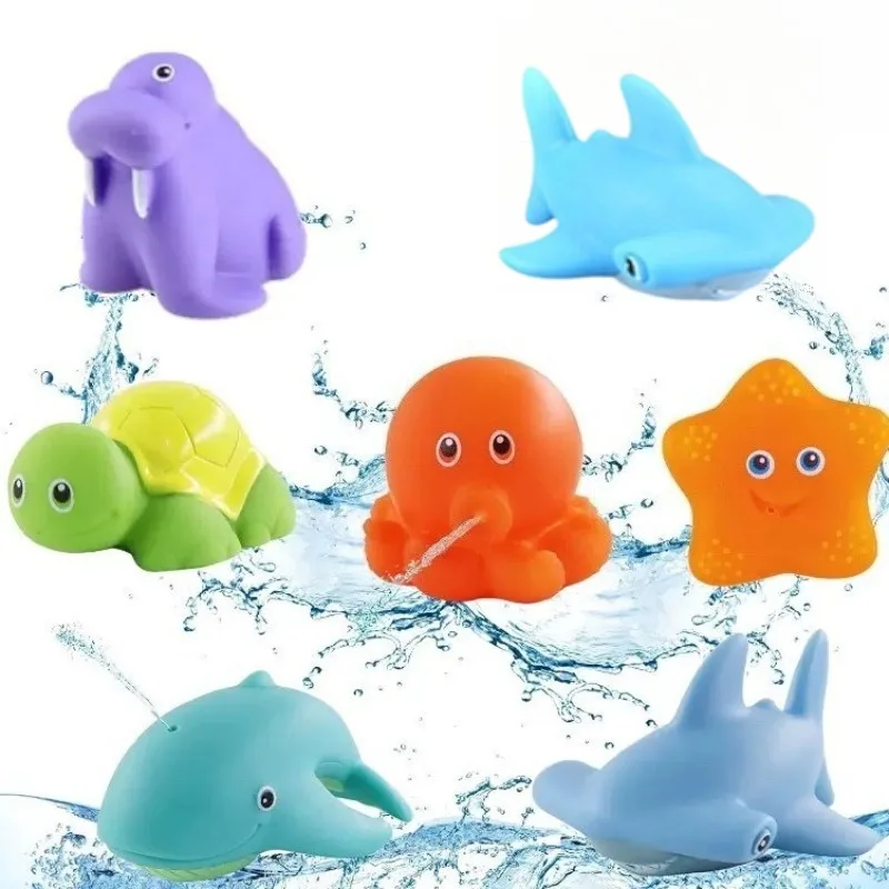 6 قطعة/مجموعة ألعاب حمام الطفل الطفل الحيوان لعبة عائمة رذاذ الماء لعبة الصوت متعددة اللعب اليد التنسيق العين القدرة عملية آمنة