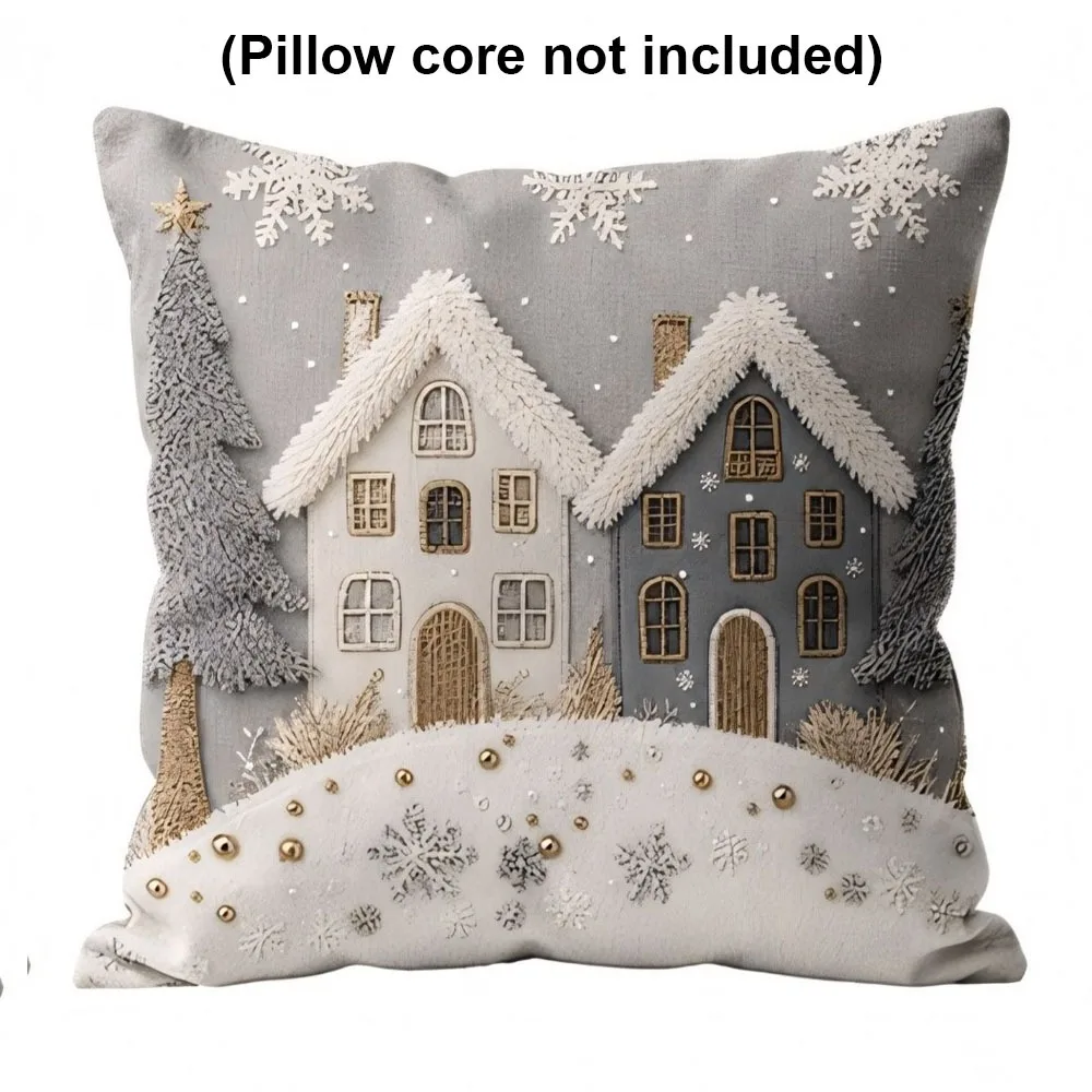 Home Decor Soft Christmas Pillow Covers 2D Printed Reindeer Xmas Pillowslip Tree Elf Snowman Pillow Cover Car