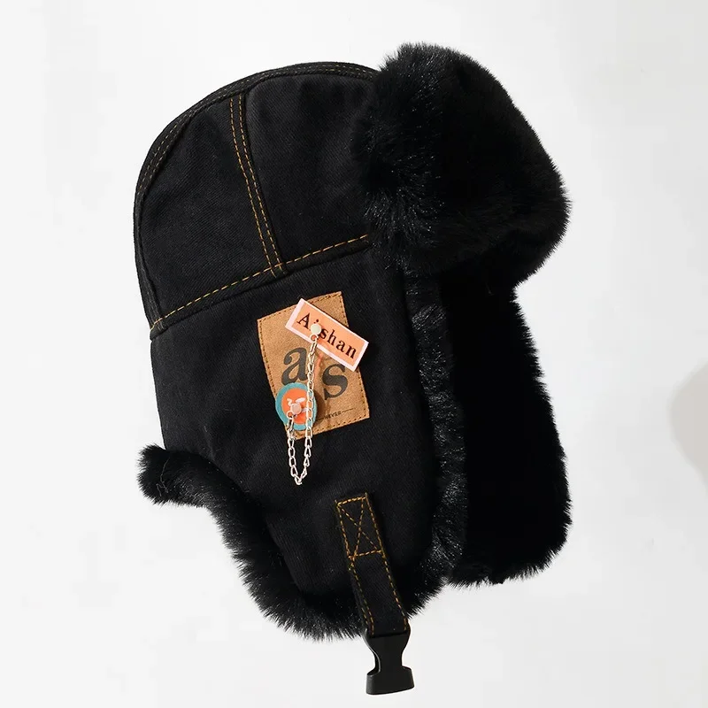 جديد منفذها قبعة الرجال النساء سميكة الدافئة الروسية Ushanka الفراء قبعة موضة الذكور الإناث الشتاء قبعة أسود رمادي إيرفلاب قبعة التزلج الروسية