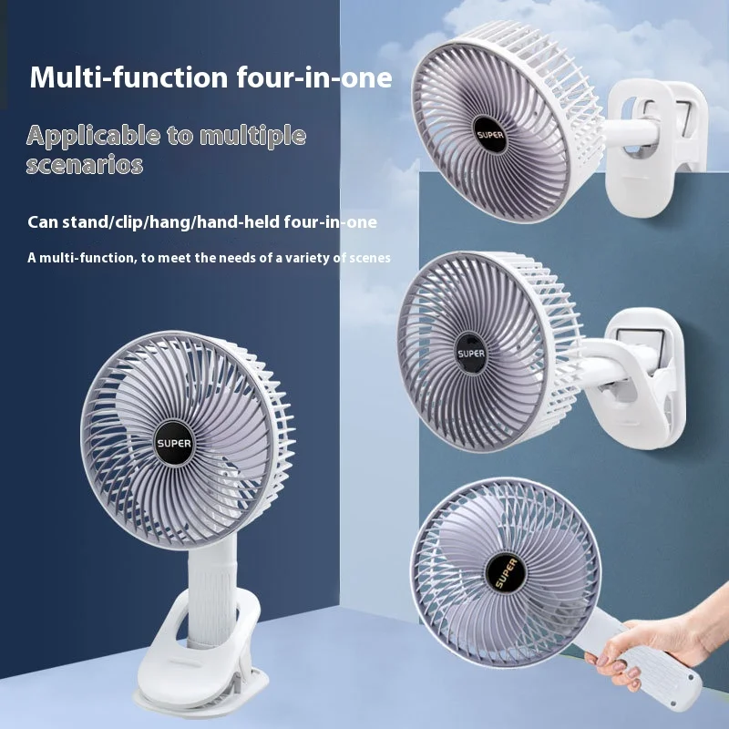 

USB Clip Fan Clip-on Adjustable Angle Handheld Fan, Rechargeable Small Fan, Portable Mini Bench Fan with 3 Speed Wind Settings-