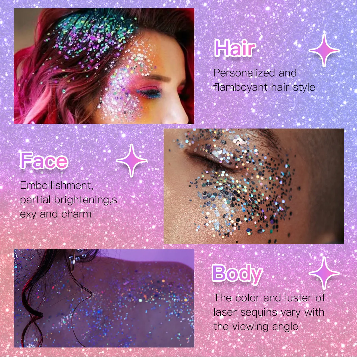 Puder sypki brokat naturalny trójwymiarowy wodoodporny rozświetlający i pielęgnujący ciało poprawiający koloryt twarzy makijaż upiększający.