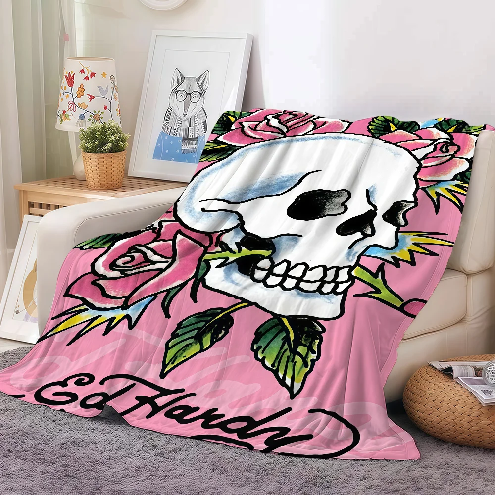 أزياء العلامة التجارية E-Ed H-Hardy بطانية دافئة وناعمة مناسبة لغرفة النوم غرفة المعيشة أريكة سرير مكتب السفر التخييم