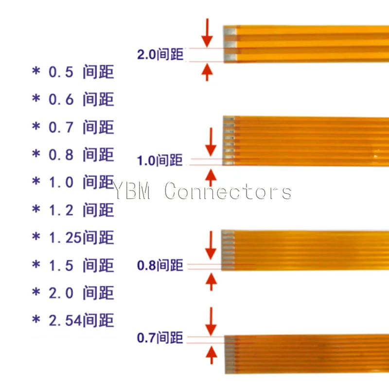 

5Pcs 0.5mm/0.7mm/0.8/1.0/1.27/1.5mm Yellow FPC FFC Welding Type Flexible Flat Cable Pitch 3/4/5/6/7/8/9/10/12/13/14/16/18/20 Pin