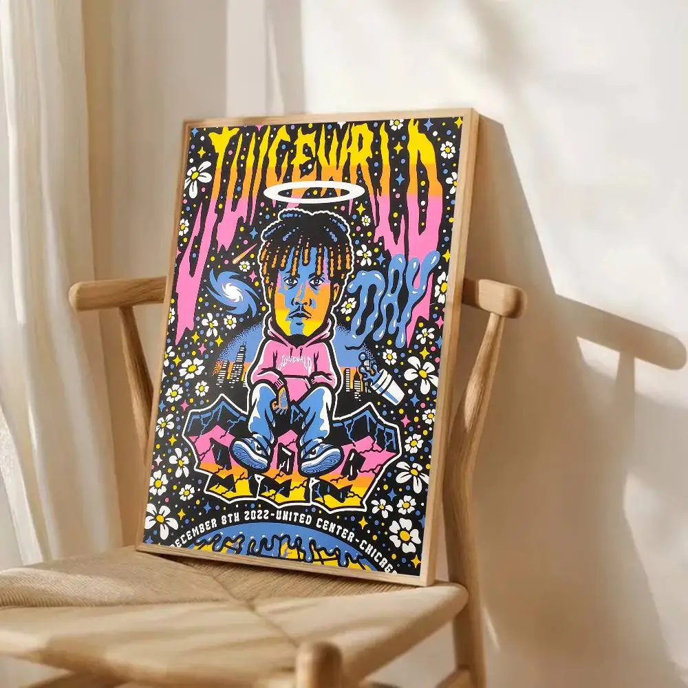 ملصق Singer Juice Wrld ملصق فني ذاتي اللصق مقاوم للماء لتزيين جدران غرفة المقهى والبار