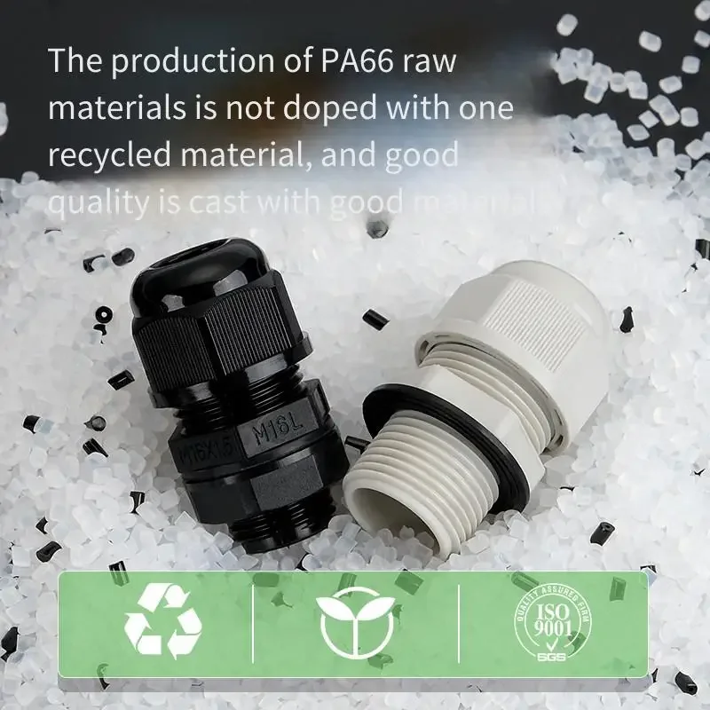 10 Pieces High-end Extended PA66 Nylon Cable Waterproof Joint Flame Retardant IP69KM Type PG External Thread Connection Gland
