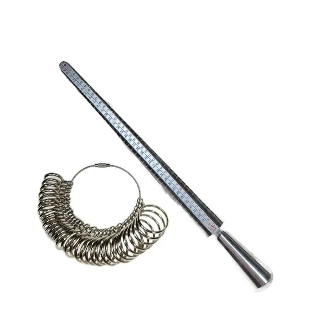 Durable Ring Sizer Measuring Tool Set Aluminum Ring Mandrel Ring Stick Ring Mandrel Measurement Tool Smooth Edges Metal Gauge