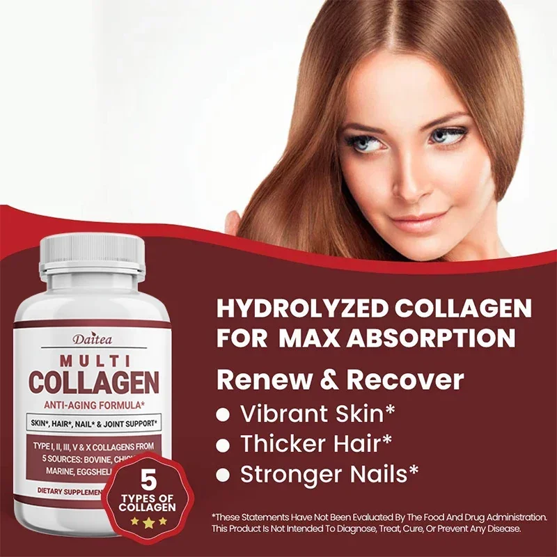 Multi-Collagen - 5-in-1 Premium Collagen Blend - Supports Healthy Skin, Hair, Nails, Teeth, Gut & Muscles - For Men & Women