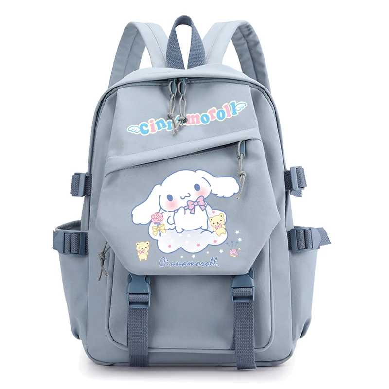 Ransel anak perempuan laki-laki Anime Sanrio mainan mewah Cinnamoroll tas sekolah biru hitam anak perempuan hadiah besar komputer tas sekolah pelajar Kawaii