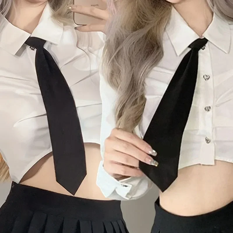 Dames Zwart Eenvoudig Clip-on Stropdas Beveiliging Rits Stropdas Uniform Overhemd Pak Stropdassen Steward Matte Luie Mannen Stropdassen Dames Studenten