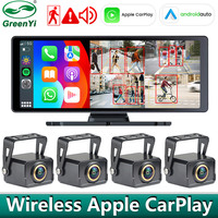 Wireless Carplay Android Auto 4 Channel Car DVR Monitor With AHD 1080P BSD Video Camera For Camper/Pickups/Trailer/Truck/Bus