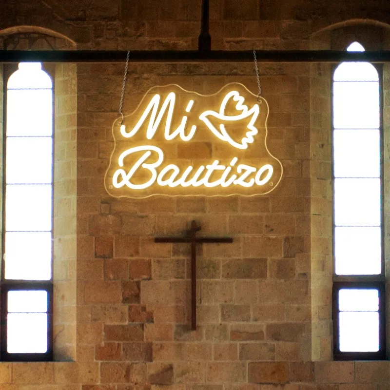 

Mi Bautizo неоновая вывеска светодиодная настенная комната церковный декор первое причастие светодиодные неоновые огни вывеска для вечеринки украшение для крещения знак подарки
