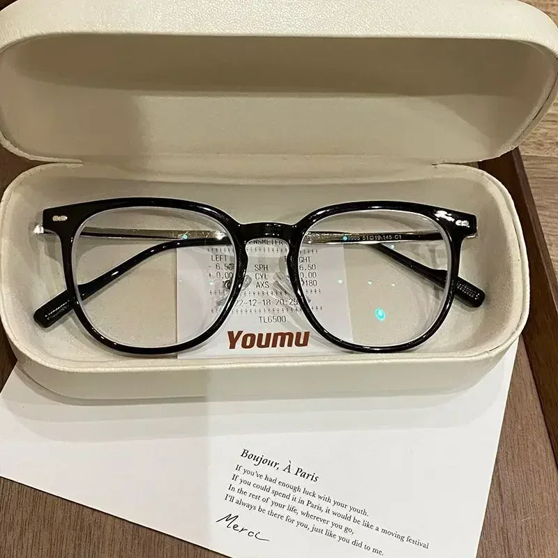 Myopia Glasses Anti Blue Light Metal  Resin -1.0 ~ -6.0 Neutral Style Flat Glasses Computer Glasses