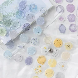 1 Sheet Transparent Envelope Seal Sticker Retro Gradient Floral Moon Star Style Wax Stamp Sticker DIY Decorative Scrapbook