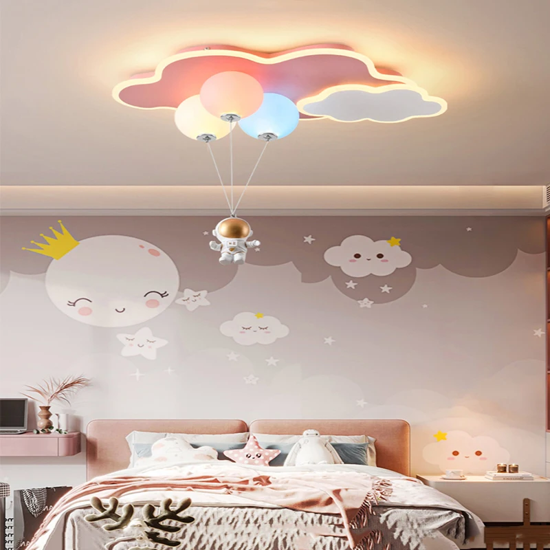 Creative Balloon Chandelier for Children's Bedroom Study Room Cloud/Aircraft Pendant Light with Remote Control Interior Lighting