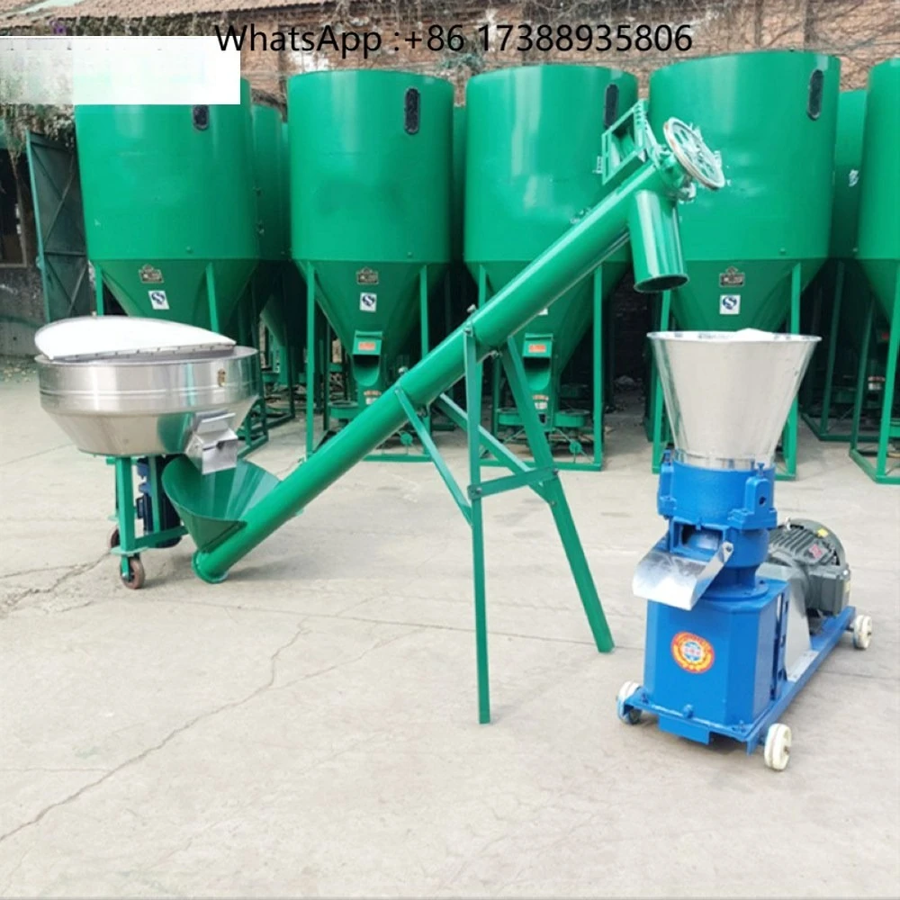 200-300 KG/H Small Feed Pellet Production Line With Mixer and Screw Conveyor for Poultry Cattle Pig Farms