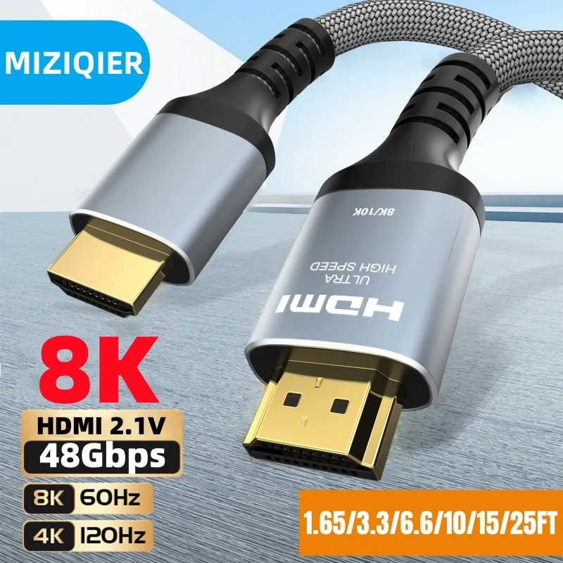 MIZIQIER Lange 8K HDMI 2.1 Kabel, 48 Gbit/s Ultra-Hochgeschwindigkeits ...