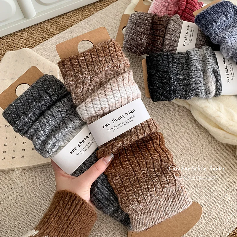 Women's Fall and Winter Thickening Long Tube Socks in New Style Vertical Stripes for Warmth. Colorful Leg Warmers for Cold Legs.