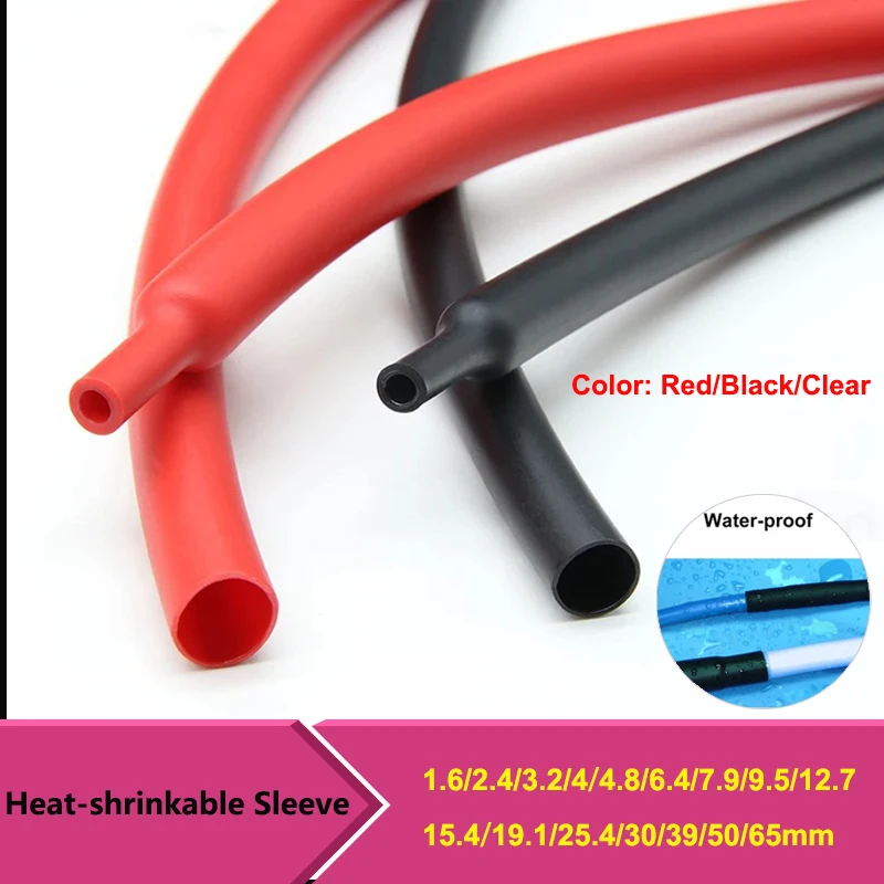 3:1 Heat Shrink Tube With Glue Double Wall 1.6/2.4/3.2/4.8/6.4/7.9/9.5/12.7/15.4/19.1/25.4/30/39/50mm Heat-shrinkable Sleeve