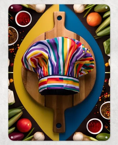 Vibrant Chef Hat Metal Poster Wall Tin Sign Man Cave Shed Home Plaque --Tin Sign