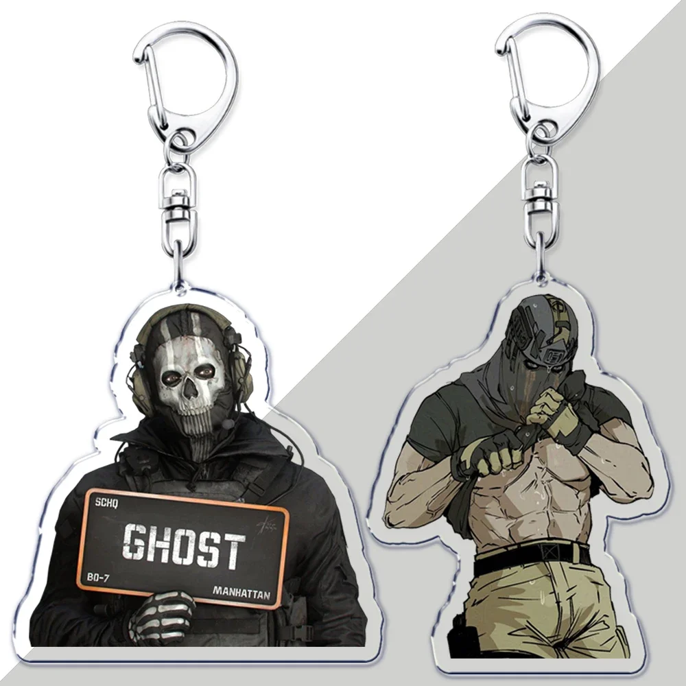 Cute Military Game Ghost Chibis Keychains for Accessories Cod Soldier Soap Simon Riley Keyring Jewelry Fans Gamer Gaming Gifts