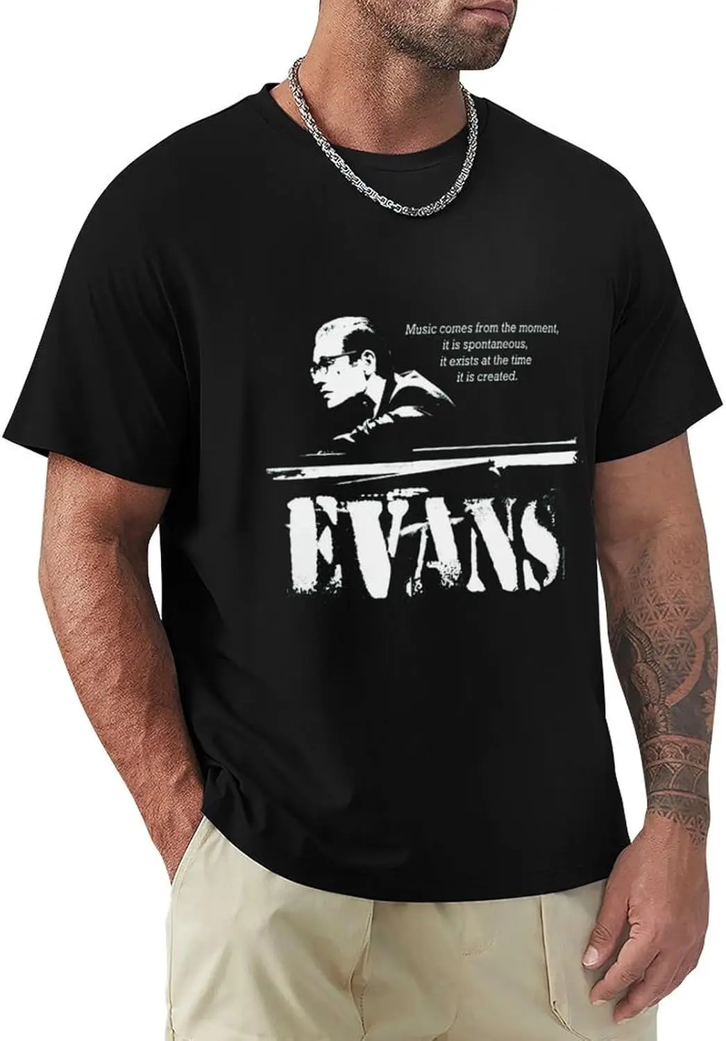 Bill Music Evans T Shirt Man's Fashion Soft Round Neck Tee Casual Short Sleeve Tee