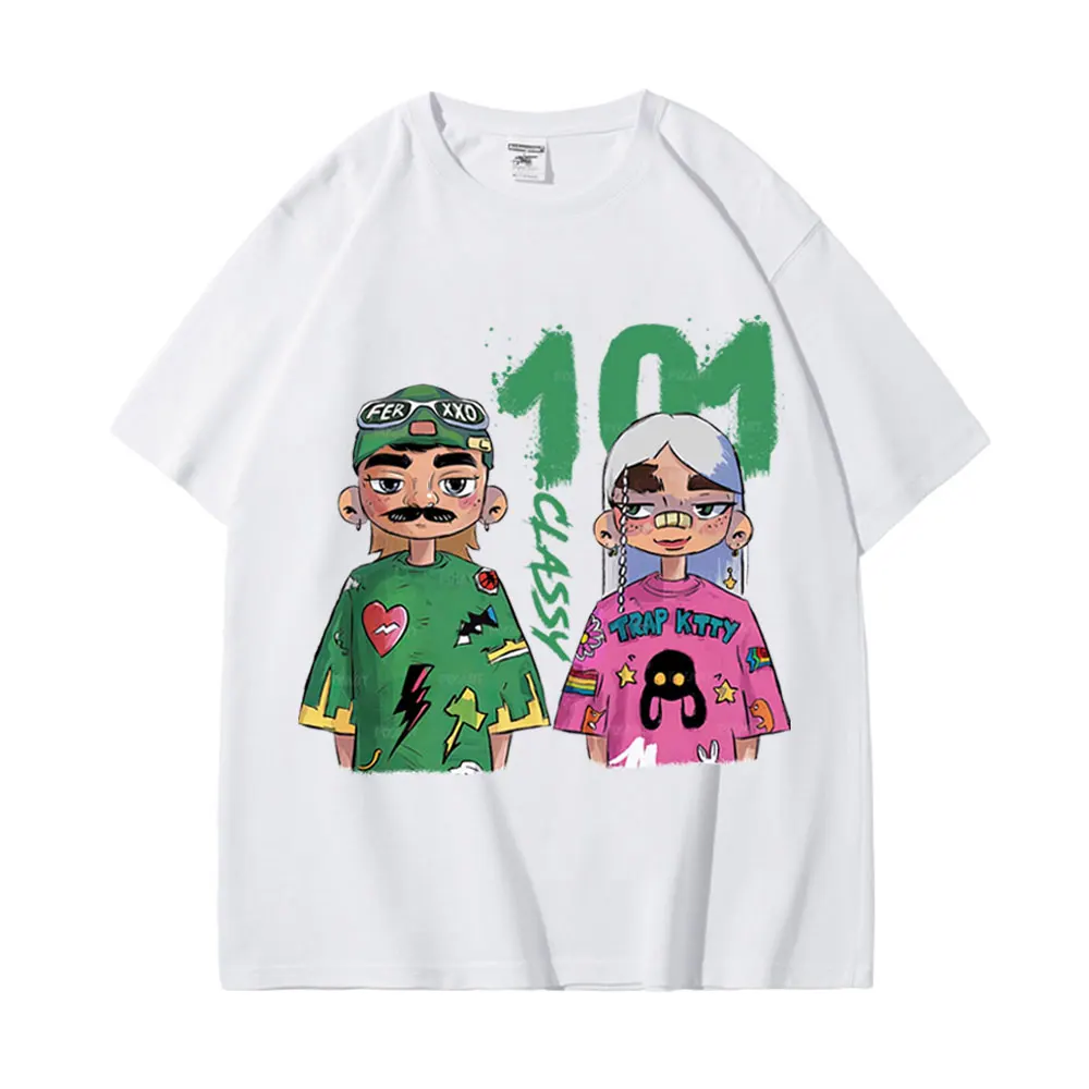 Rapper Feid & Young Miko Cartoon Graphic T Shirts Harajuku Hip Hop Short Sleeve T-shirt Men's Women's Fashion Y2k Style T-shirts