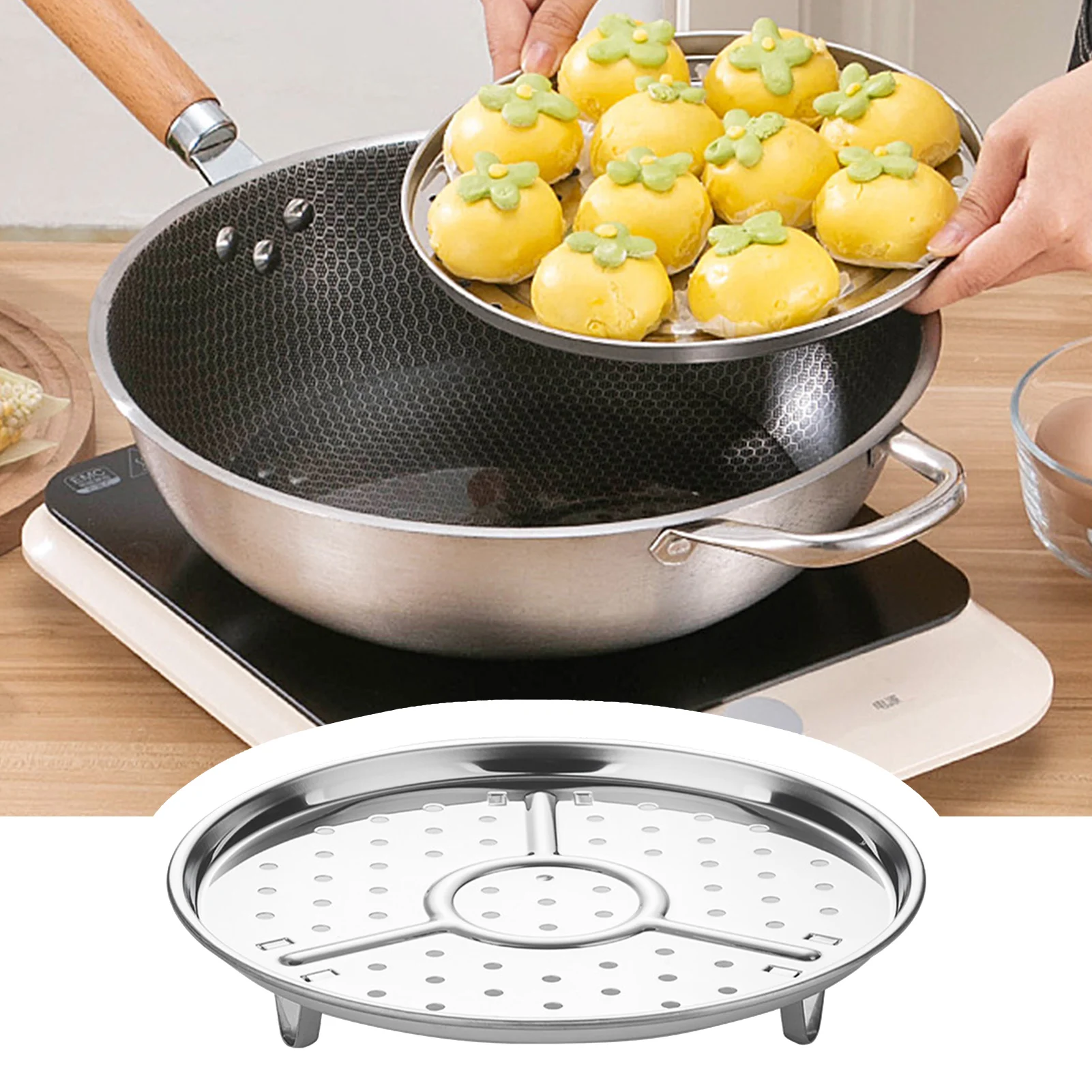 21/25CM Stainless Steel Steamer Rack Insert Stock Pot Steaming Tray Stand Cookware Tool Bread Tray Kitchenware Cooking Tools