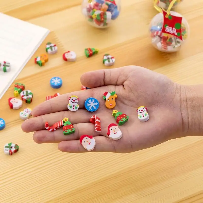 W89C 36pcs/paquete borrador borrador navideño mini borrador con caja suministros regalos Navidad