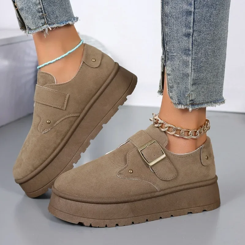 2024 Brand Ladies Shoes Buckle Strap Women's Vulcanize Shoes Fashion Hot Sale Ladies Casual Shoes New Plus Size Flat Low Heels