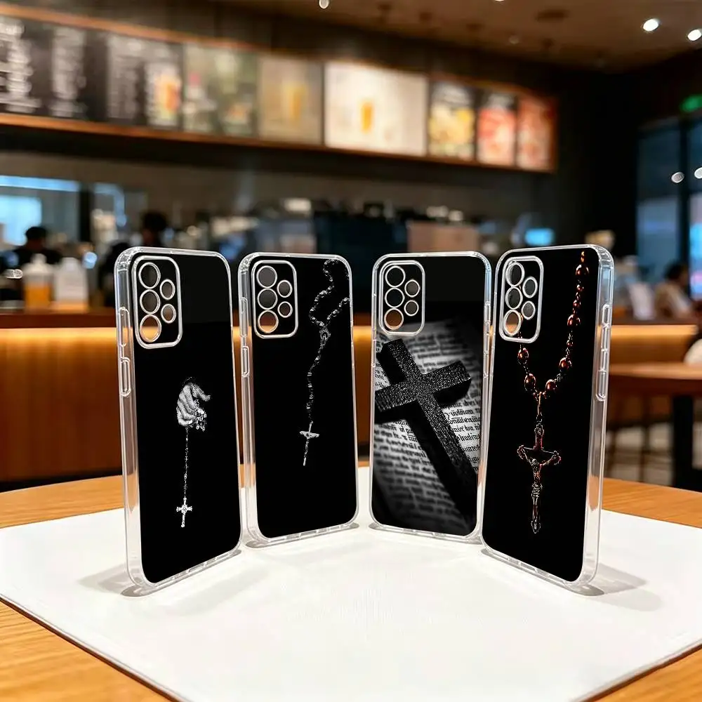 cross shape  Transparent TPU Shockproof Protection Phone Case For Samsung S 25,24,23,22,30,21,10,9,Ultra,Plus,Lite,FE,4,5 G