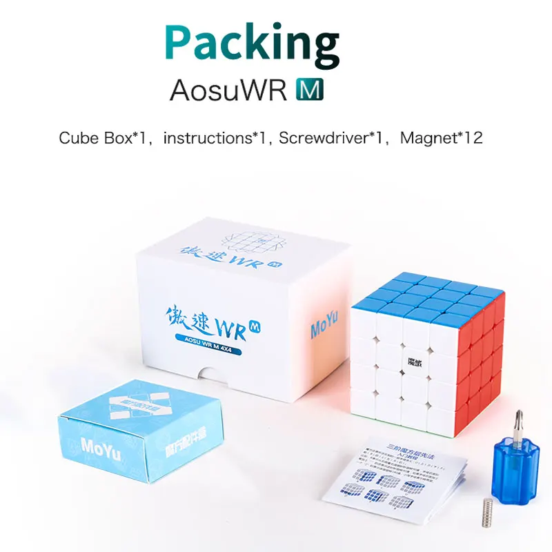 MOYU AoSu WRM Magnetic Magic Cube 4x4x4 4x4 Professional Speed Puzzle Children's Gift Toy 4×4 Speedcube Cubo Magico for Games