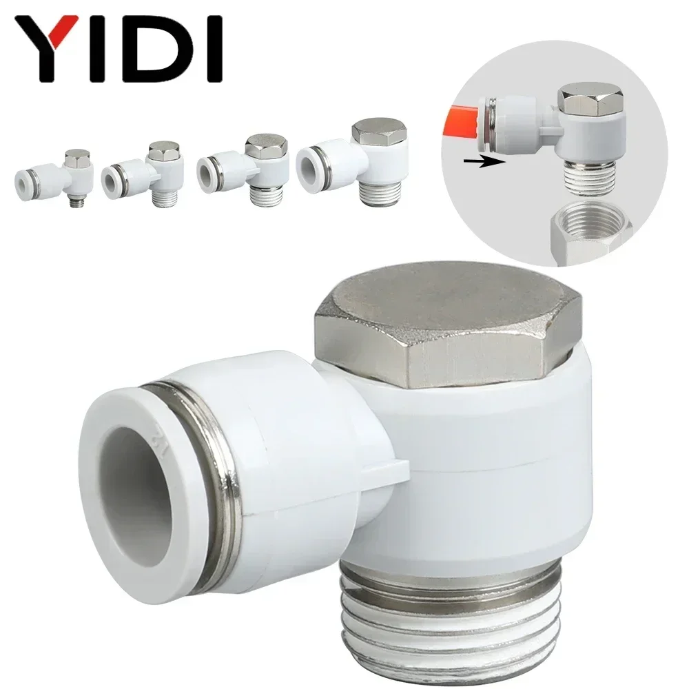 5/10Pcs Pneumatic Swivel Male Connection Air Hose Fitting Fittings Screw Connector 90 Degree Elbow Tubing 6mm 8mm 10mm 12mm 1/2