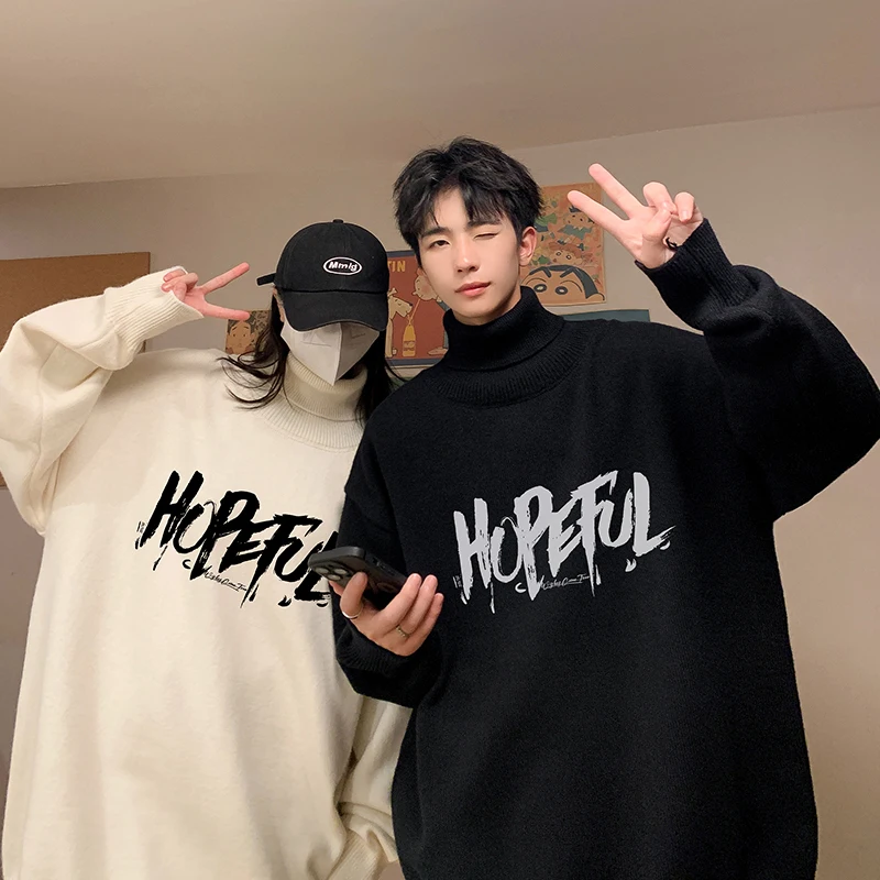 M-XXXXXXXXL Plus ขนาดบุรุษถักโปโลม้วนเต่าคอเสื้อกันหนาวจัมเปอร์เสื้อกันหนาวฤดูหนาวธรรมดาสีเสื้อผ้าแขนยาว