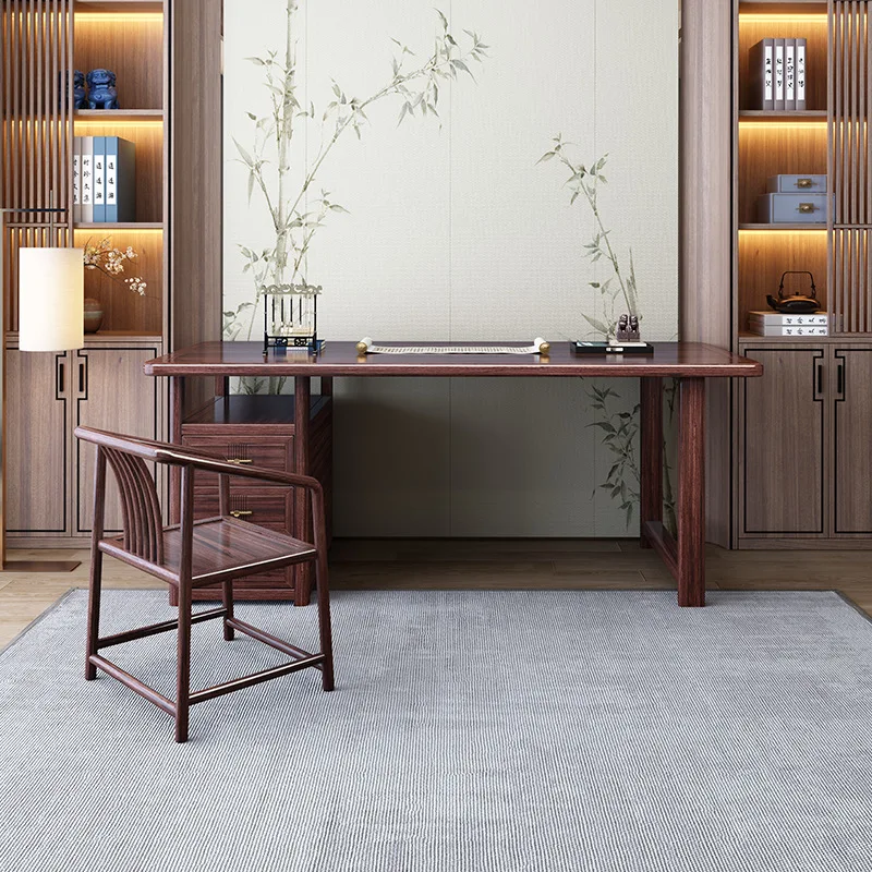 Ebony solid wood with bucket cabinet integrated extended version calligraphy table