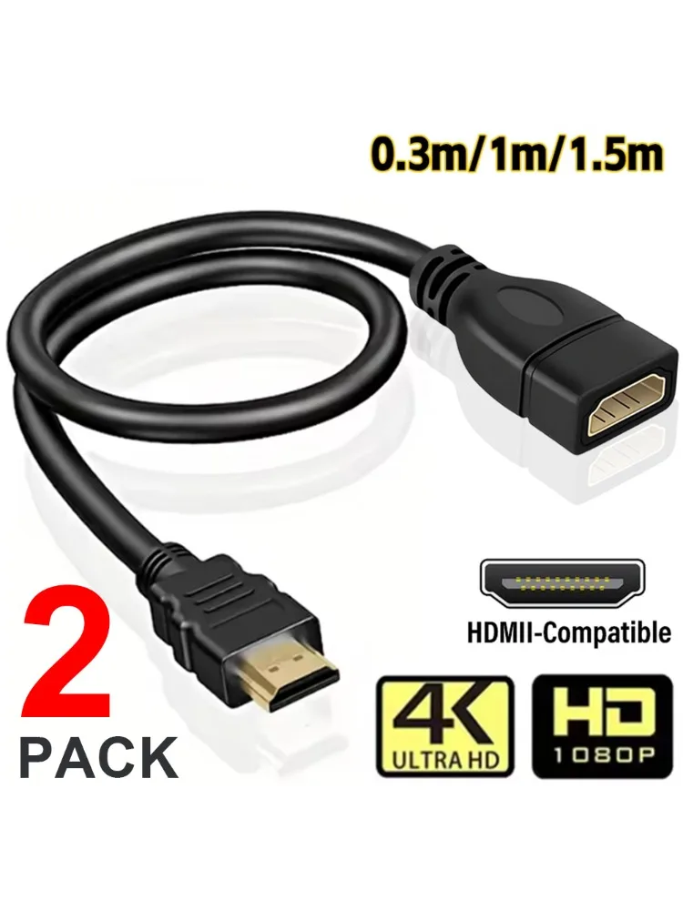 1/2 szt. Kabel przedłużający HDMI 2.0 4K HDR, męski na żeński, szybki kabel przedłużający do PS5, Xbox Series X/S, monitora PC, telewizora — zdjęcie produktu 7