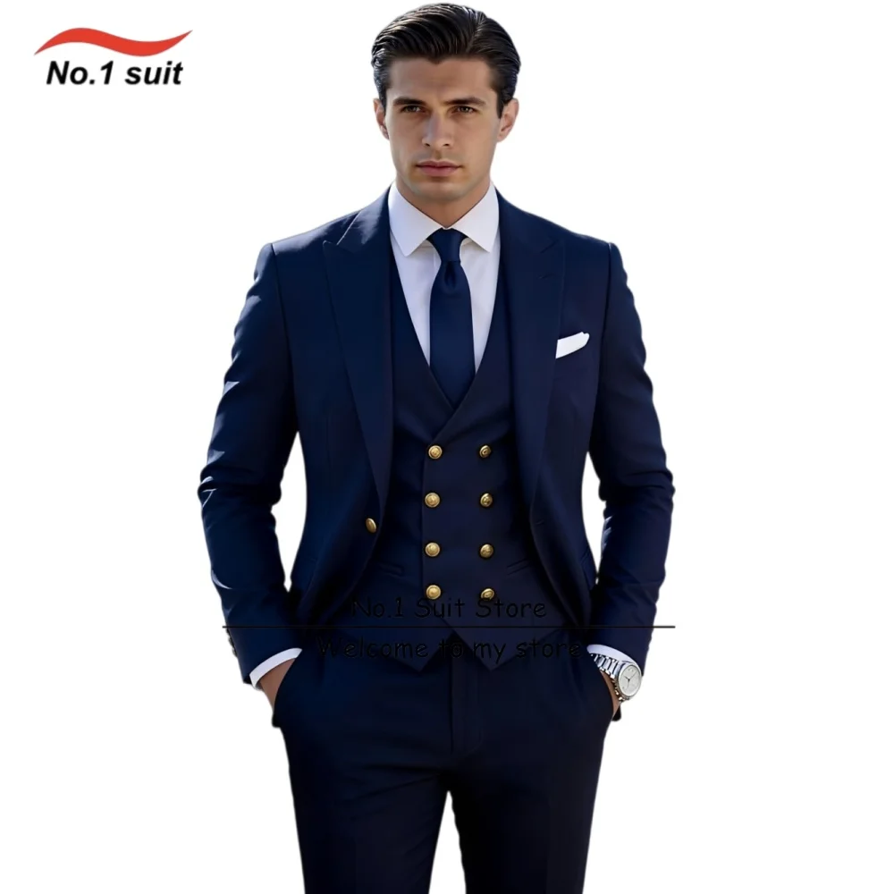 Formal Business Men's Suits Slim Fit 3 Piece Double Breasted Suit Men Wedding Prom Tuxedo Suit for Men