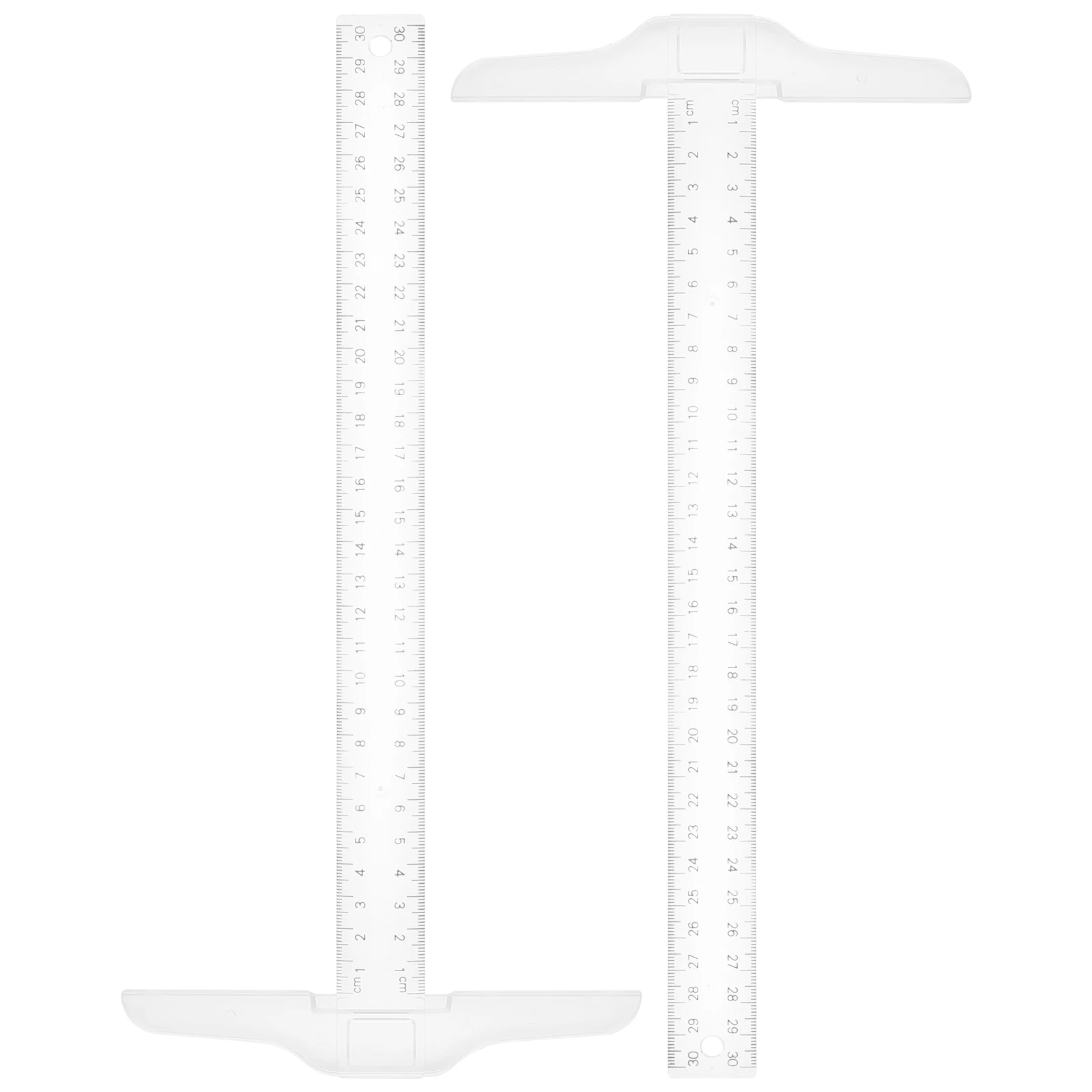 2pcs T Shaped Ruler Clear Plastic Measuring Tool For Drafting Drawing Design Architecture Engineering Student Art Ruler