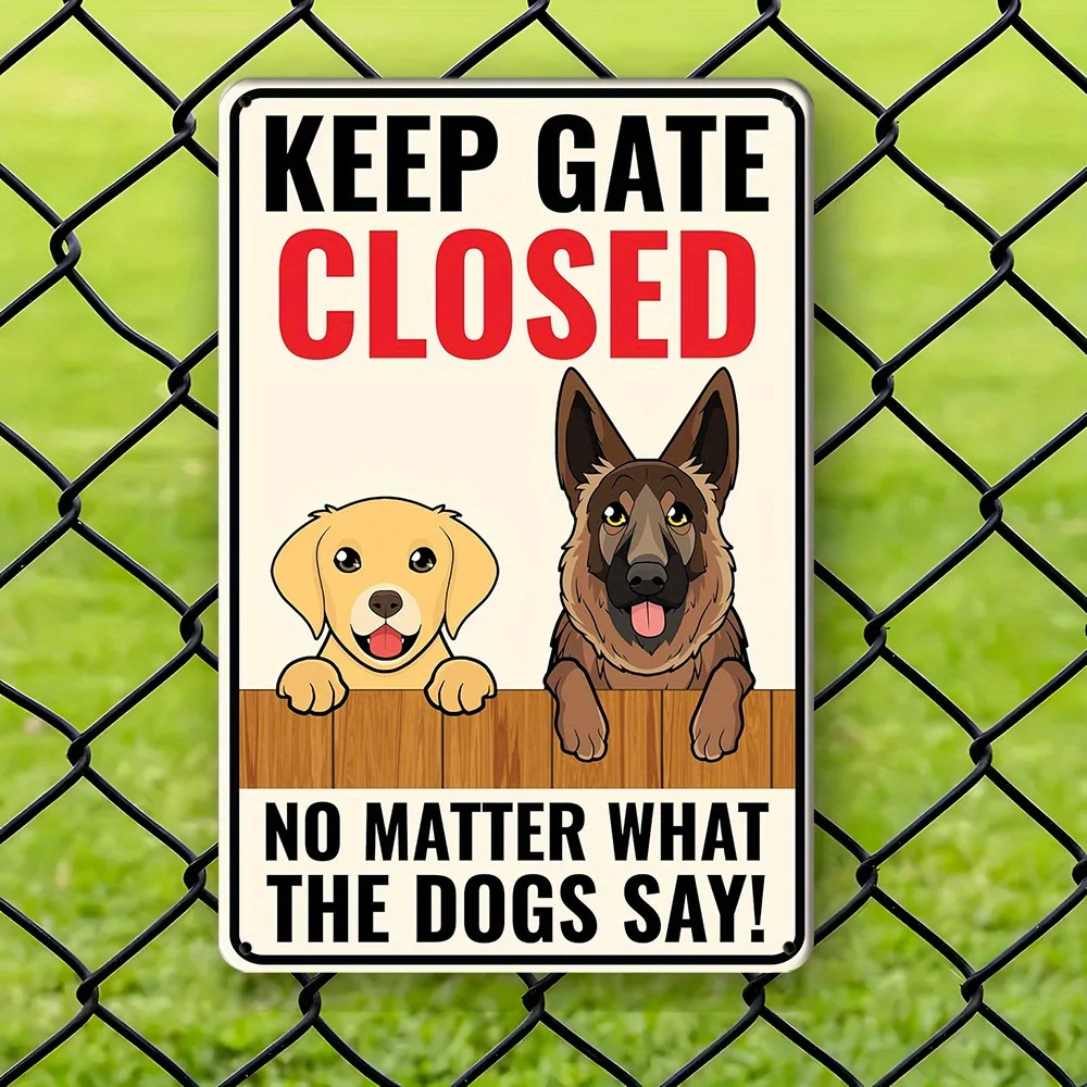 علامة Venicor Dog Keep Gate المغلقة - 12 × 8 بوصة - علامة خارجية للكلاب على المباني - لافتة باب ترحيب على شكل كلب