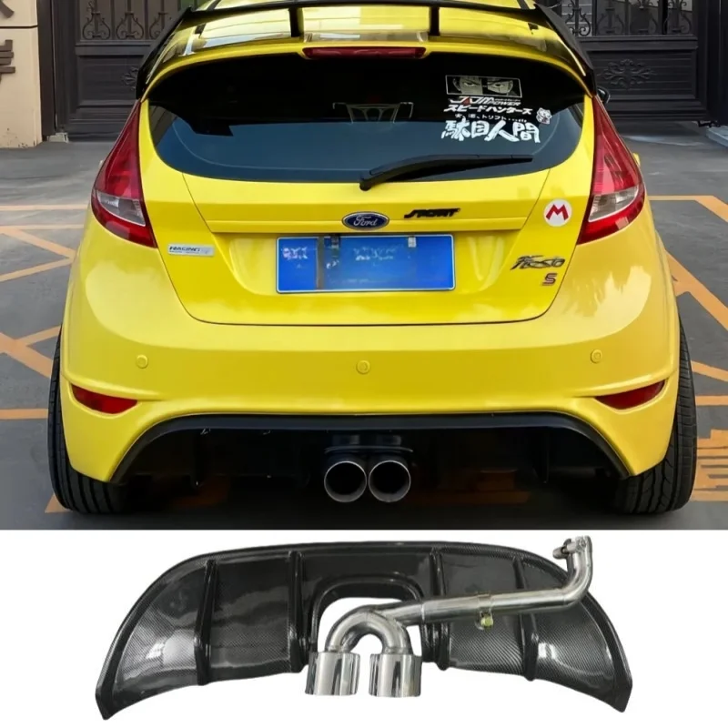 Per il 2009 2010 2011 2012 2013 2014 2015 Ford Fiesta Automobile Paraurti Posteriore Diffusore Splitter Body Kit Doppi Tubi di Scarico