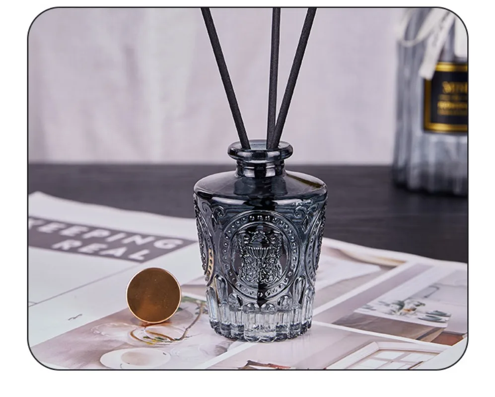 مجموعة ناشرات روطان ريد منقوشة، زخرفة عطرية منزلية مزخرفة مع أعواد طبيعية، معطر هواء للعلاج العطري لغرفة النوم #3