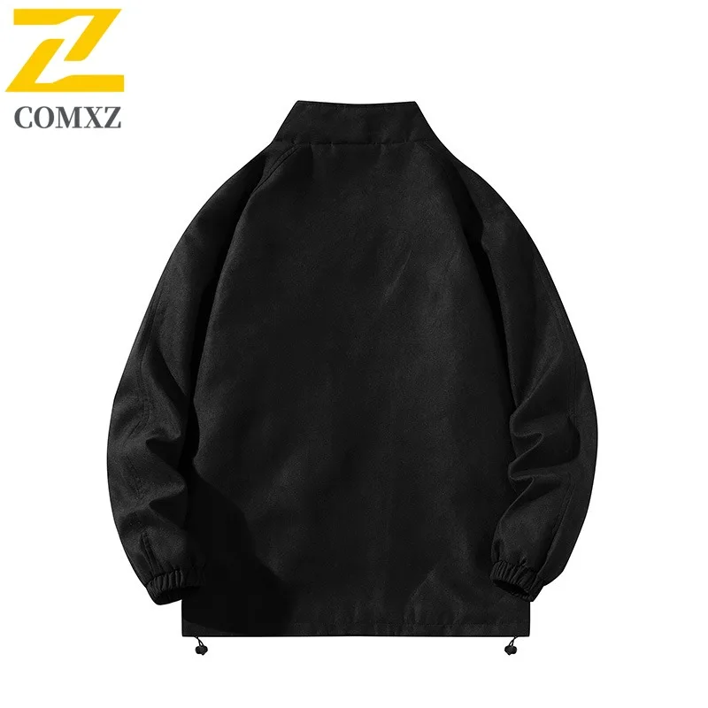 الرجال الحضرية جلد الغزال عادية فضفاض صالح الوقوف طوق سترة عالية الجودة خمر خفيفة الوزن يندبروف الخريف الشتاء ارتداء معطف #4