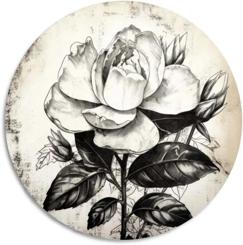 

Retro Round Metal Tin Sign Garden Flower Beautiful Gardenia Farmhouse Sign Kitchen Wall Home Garden Decor Art Garage Decoration
