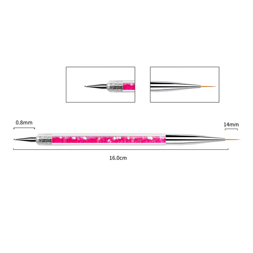 

5pcs Double Head Nail Art Pen Wire Brush Tool For Manicure Diy Home Professional Use Durable Lightweight Long Handle Compact