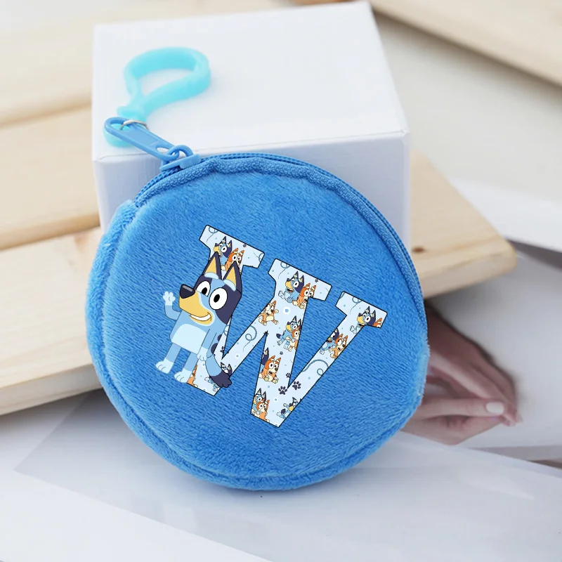 

Blueyi Series Mini Wallet Blue Letters A-Z Kawaii Coin Purse Cartoon Dog Pouch Headphone Ring Storage Bag Funny Birthday Gifts