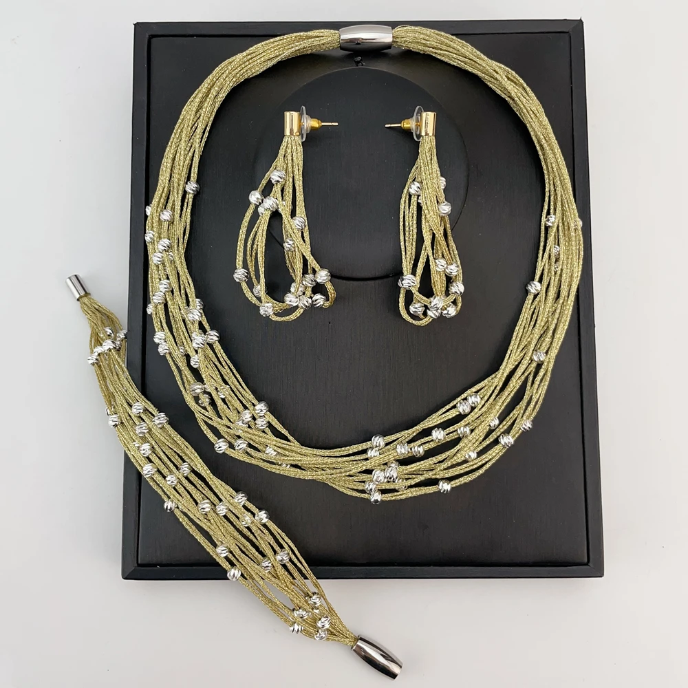 

EMMA Fashion Dubai Gold Plated Beads Necklaces Earrings Rings Fine Jewelry Sets For Women Wedding Party Jewelry Gifts FHK22596
