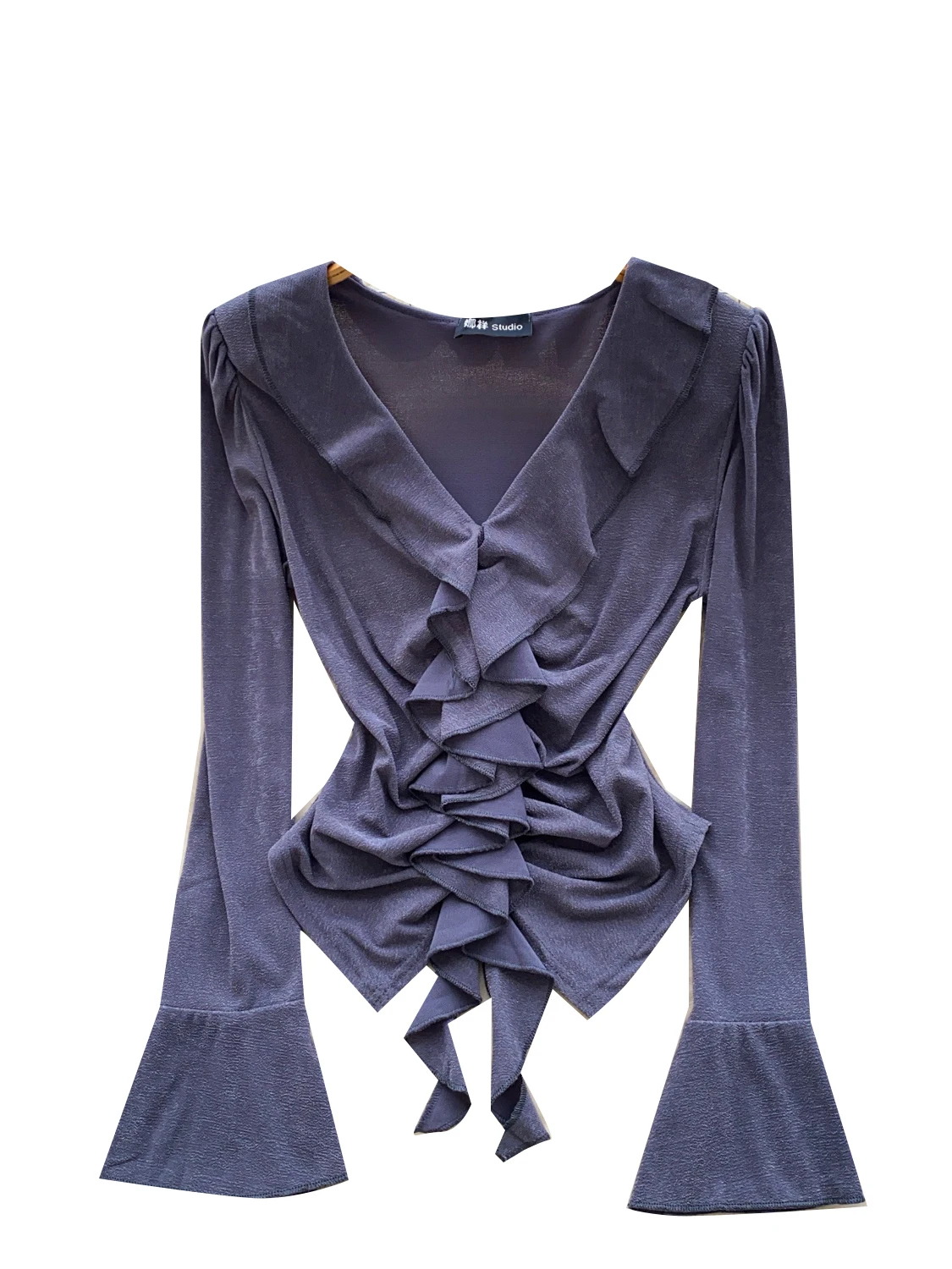 Ele mat Bell Sve irt Women's Faionable Slim Fit Design Le Casual Breathable Polyester Fiber Top