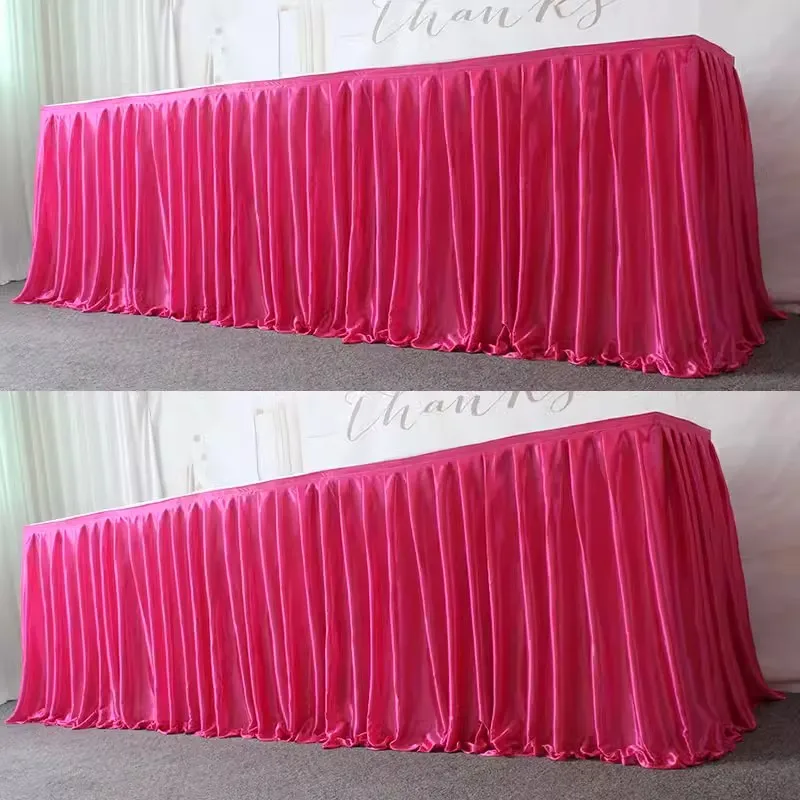 Baby shower table skirt wedding party banquet stage ice silk chiffon table skirt for table cloth table skirting for birthday