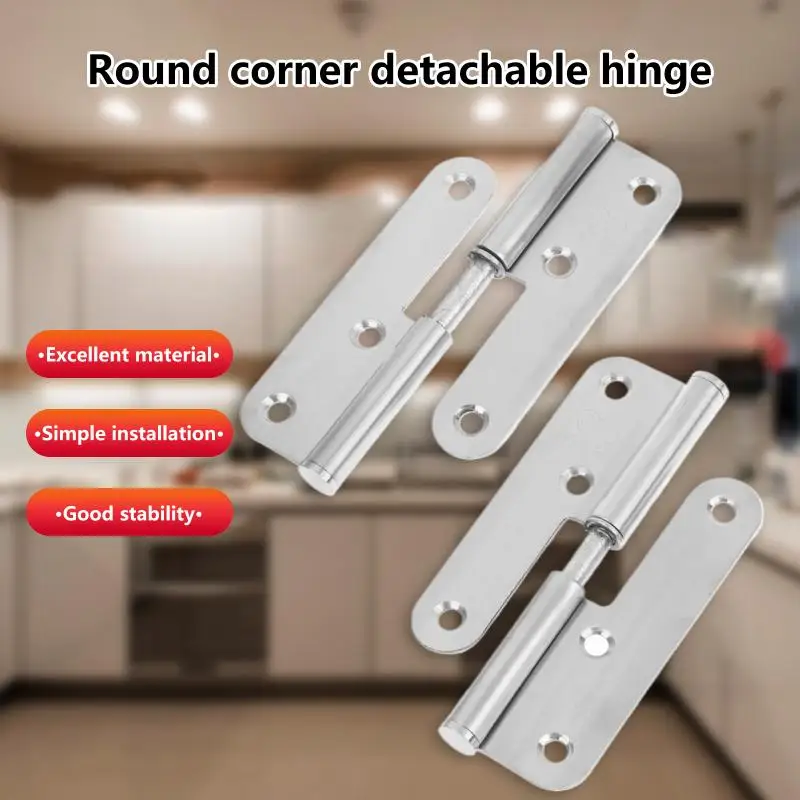 4 Inch Thick Stainless Steel Round Corner Detachable Hinge Bedroom Wardrobe Room Door Fireproof Flat Hinge